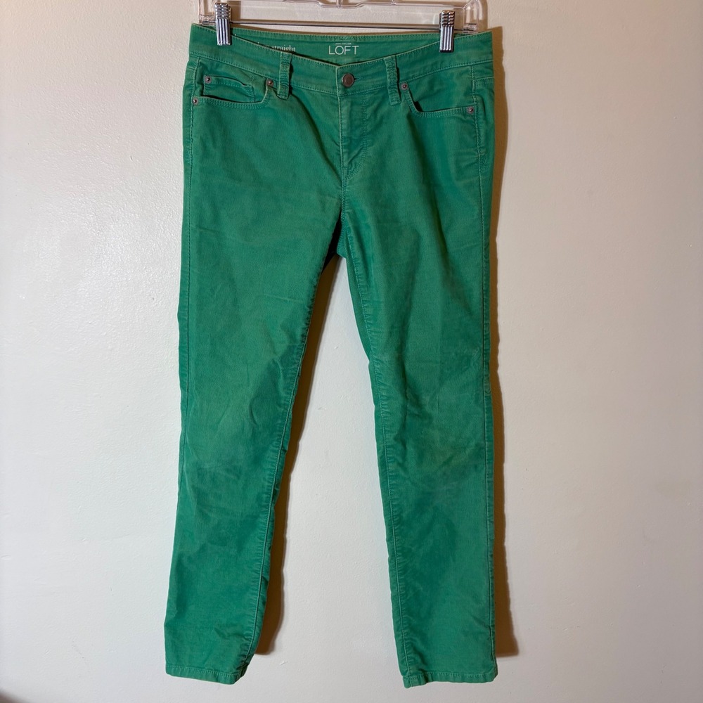 Loft Green Corduroy Modern Straight Leg Pants Womens 4P